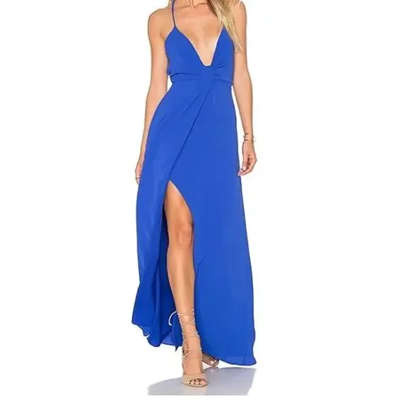Saylor Maxi Dress Cocktail Formal V neckline Cobalt Blue Size Medium - Picture 1 of 10